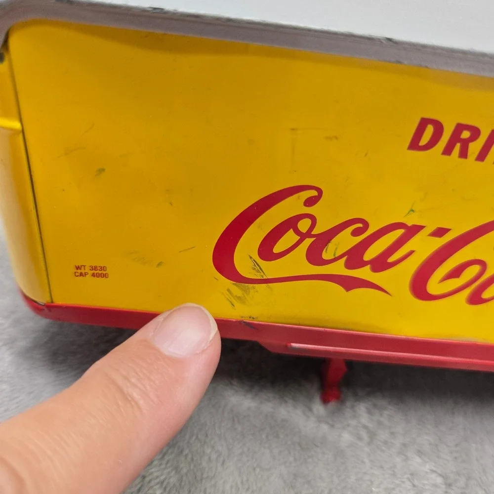 Vintage Coca-Cola Sprite Boy Work Refreshed Metal‎ Semi Trailer Toy Yellow Red
